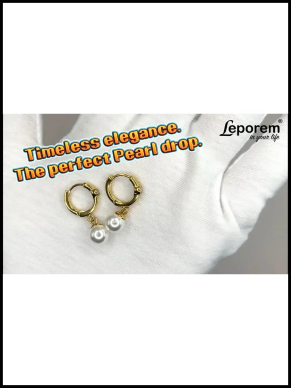8mm Shell Pearl Drop Huggie Hoop Earrings 18K Gold Plated Surgical Steel